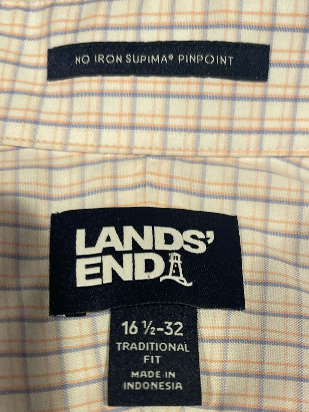 Lands' End Plaid Button Up Shirt Size 16.5-32 Traditional Fit